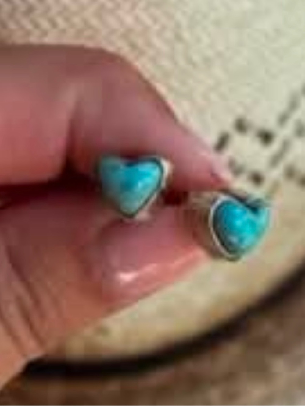 Turquoise Heart Stud Earrings - Sterling Silver